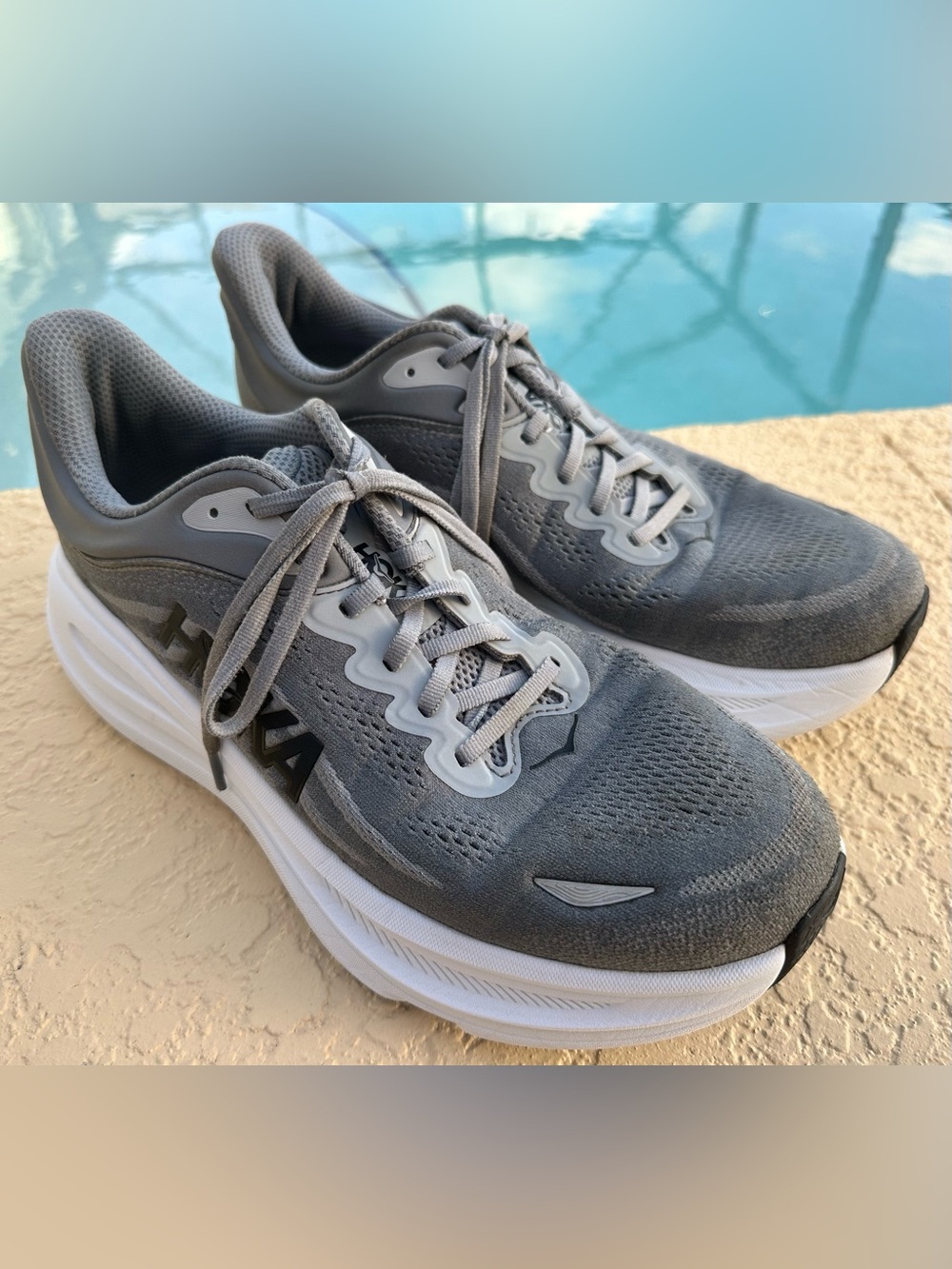 Hoka Bondi 9 Wide Galactic Grey Stellar Grey Running Shoes Men Size 12 2E Clean